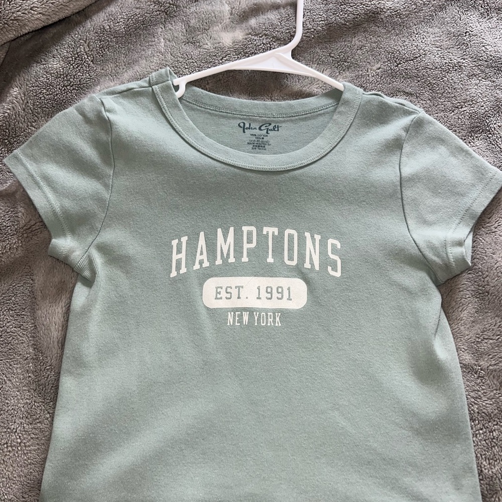 John Galt Hampton Sage Green Cropped Tee